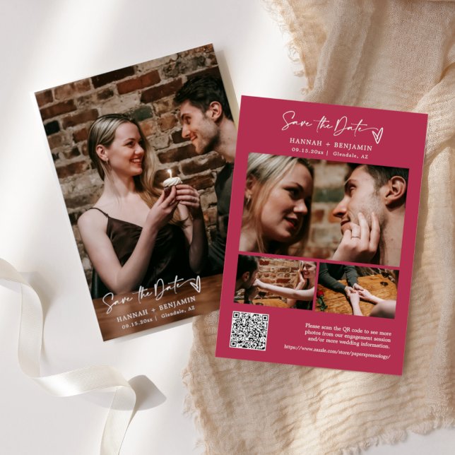 Reserva La Fecha Sencilla y elegante foto de código Viva Magenta QR (Subido por el creador)