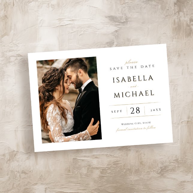 Reserva La Fecha Sencilla y elegante foto de lujo (Simple Elegant Modern Classy Luxury Photo Save The Date)