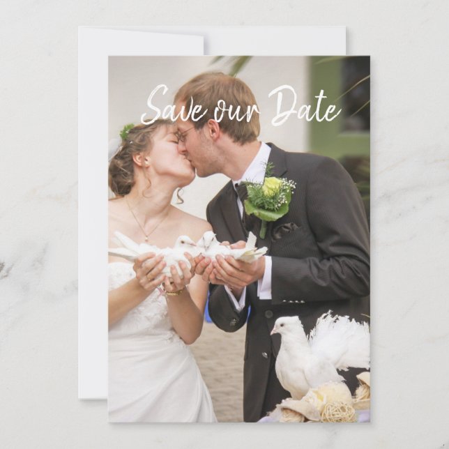 Reserva La Fecha Sencilla Y Elegante Foto De Pareja Moderna Ahorra  (Anverso)