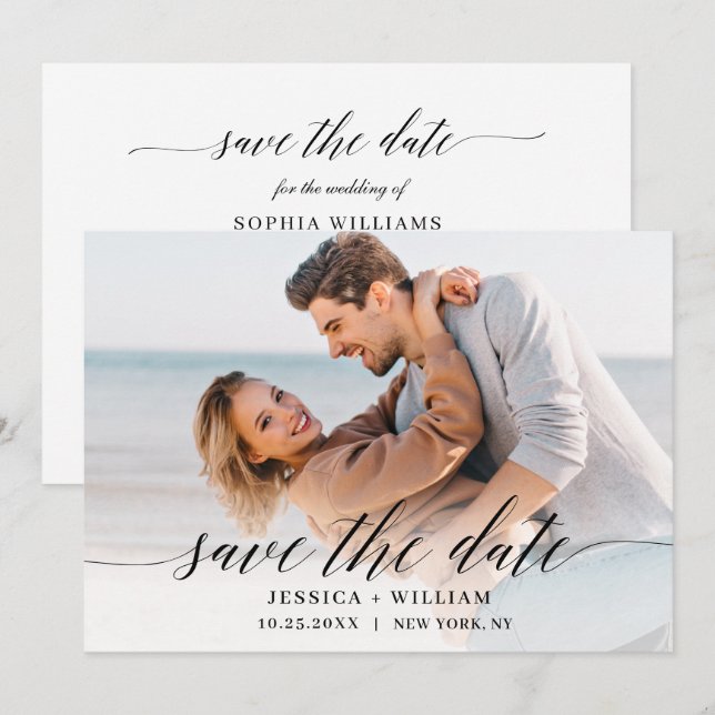 Reserva La Fecha Sencillamente Elegante Boda fotográfico Corazón si (Anverso / Reverso)