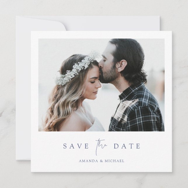 Reserva La Fecha Sencillamente Elegante Fotomía Guardar la Invitaci (Anverso)