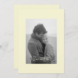 Reserva La Fecha Sencillez contemporánea amarilla foto en blanco y 