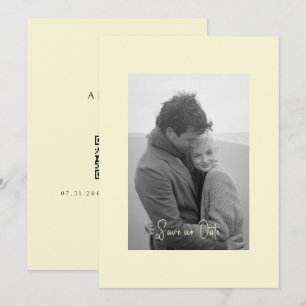 Reserva La Fecha Sencillez contemporánea amarilla foto en blanco y 