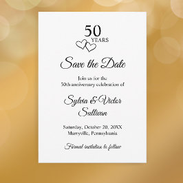 Reserva La Fecha Sencillo 50 Aniversario de Bodas en Blanco y Negro