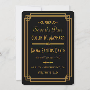 Reserva La Fecha Sencillo Art Deco Negro Save The Date