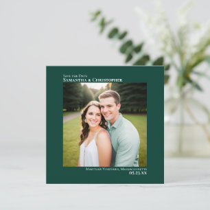 Reserva La Fecha Sencillo Arte Minimalista Foto Bodas Verde Esmeral