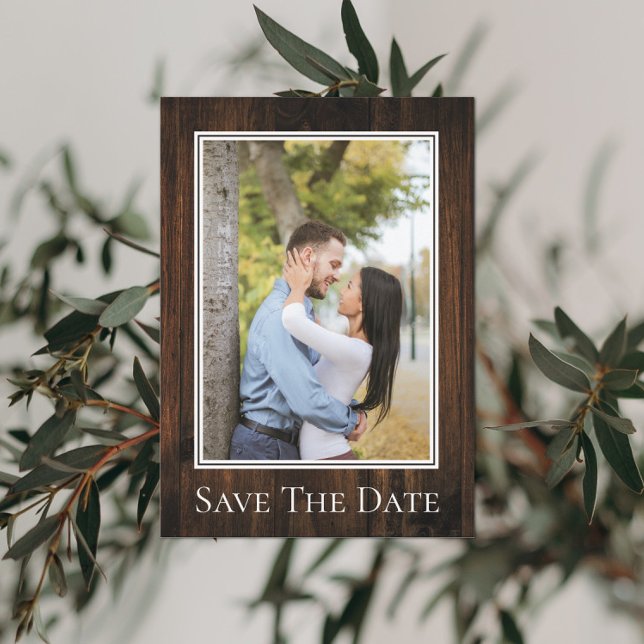 Reserva La Fecha Sencillo Aviso de Fecha de Boda con Foto Rústica (Subido por el creador)