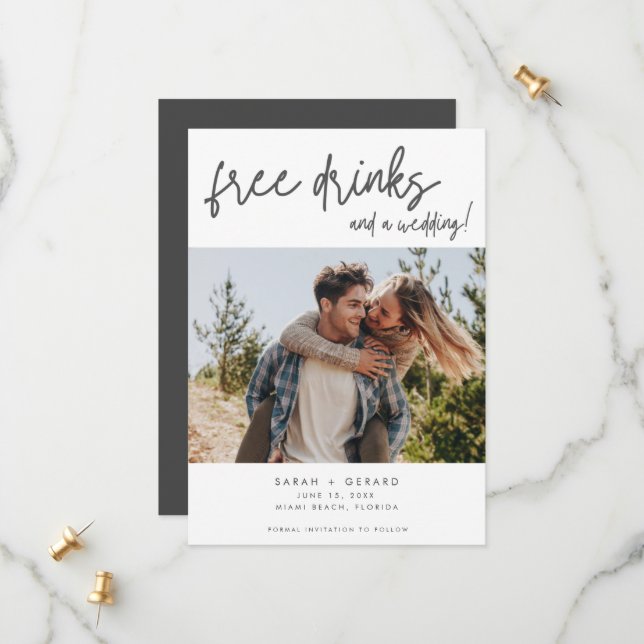 Reserva La Fecha Sencillo Boda elegante moderno de fotografía diver (Anverso/Reverso In Situ)