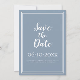Reserva La Fecha Sencillo  Guión de Save The Date de Boda Azul Polv