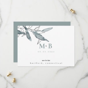 Reserva La Fecha Sencillo y elegante monograma de boda en color tur
