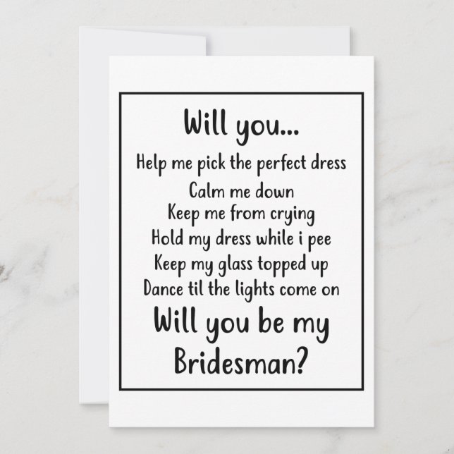 Reserva La Fecha Serás mi Bridesman (Anverso)