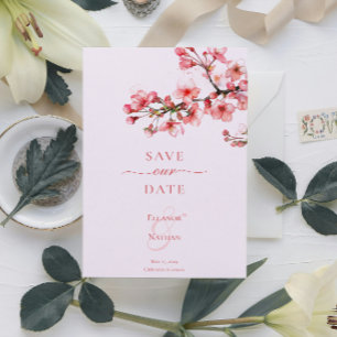 Reserva La Fecha Serenidad de Flor de Cerezo Boda de Primavera
