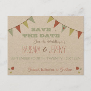 Reserva La Fecha Shabby Chic Bunting Guardar la fecha