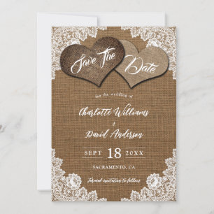 Reserva La Fecha Shabby Chic Burlap Floral Lace Country Wedding