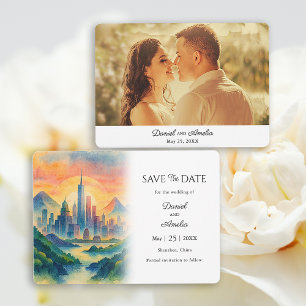 Reserva La Fecha Shenzhen, China Destination Save the Date Card