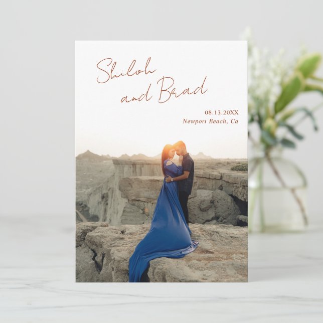 Reserva La Fecha Shiloh Copper Modern Elegant Wedding (Anverso de pie)