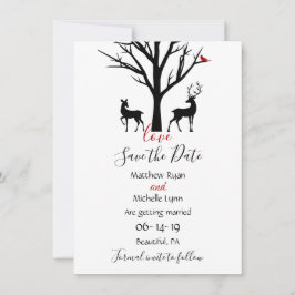 Reserva La Fecha Silhouette Deer Couple Winter Love Boda