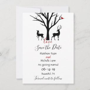 Reserva La Fecha Silhouette Deer Couple Winter Love Boda