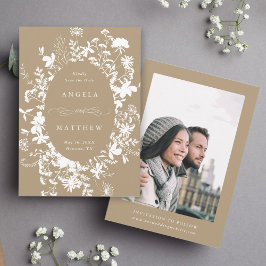 Reserva La Fecha Silhouette Wildflower Boda Tan Foto