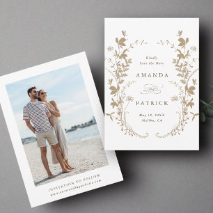 Reserva La Fecha Silhouette Wreath Boda Tan