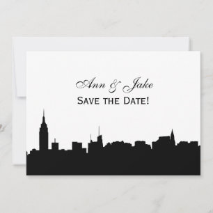 Reserva La Fecha Silueta Ancha NYC DIY Color de Fondo Guardar Fecha