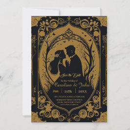 Reserva La Fecha Silueta elegante de una novia y un novio