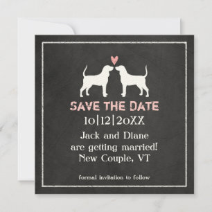 Reserva La Fecha Siluetas de Coonhound para Boda Save the Date