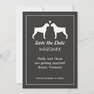 Reserva La Fecha Siluetas de perro boxer boda Save the Date