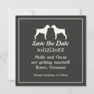 Reserva La Fecha Siluetas de perro Boxer Boda Save the Date