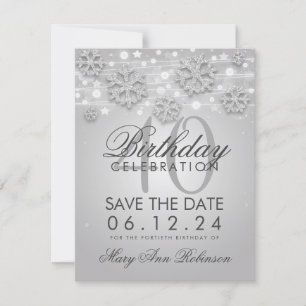 Reserva La Fecha Silver 40 cumpleaños Save Date Winter