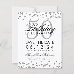 Reserva La Fecha Silver 50 cumpleaños fecha de reserva Confetti