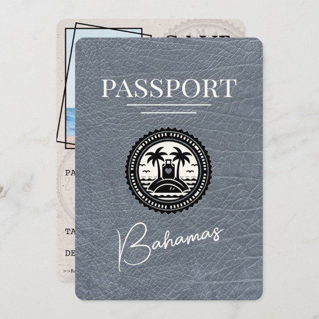 Reserva La Fecha Silver Bahamas Passport Save the Date (Anverso / Reverso)