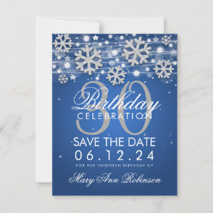 Reserva La Fecha Silver Blue 30 cumpleaños Save Date Winter