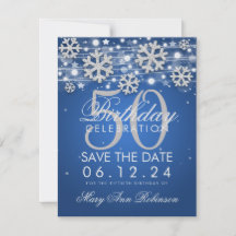 Silver Blue 50 cumpleaños Save Date Winter