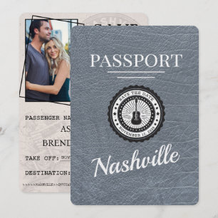 Reserva La Fecha Silver Nashville Passport Save the Date