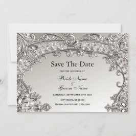 Reserva La Fecha Silver Ornate Modern Save The Date