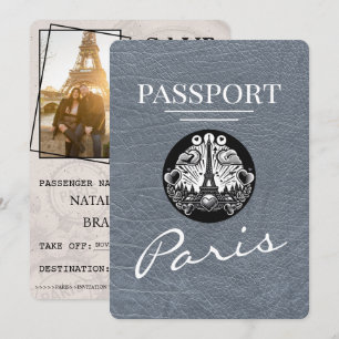 Reserva La Fecha Silver Paris Passport Save the Date