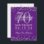 Reserva La Fecha Silver Purple 70th Birthday Save Date Confetti<br><div class="desc">Elegante diseño de "fiesta de cumpleaños 70" con Purpurina de Faux Plata Confetti Purple y nombre personalizado y texto de detalles. Fácil de usar y fácil de personalizar. ¡No te quedes sin el tuyo!</div>