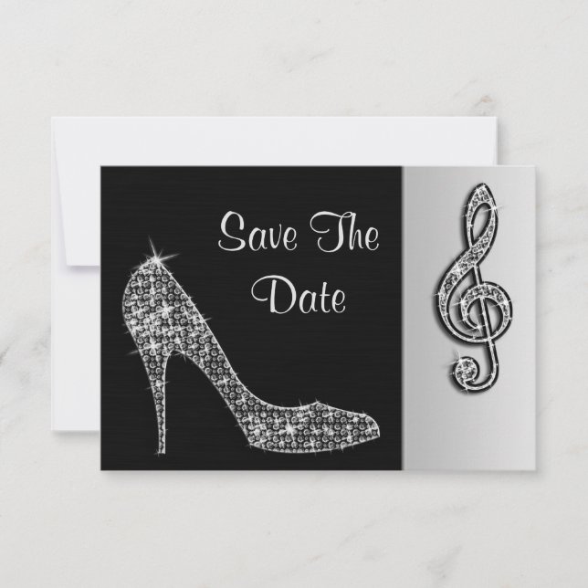 Reserva La Fecha Silver Stiletto & Treble Cleft 45 Save The Date (Anverso)