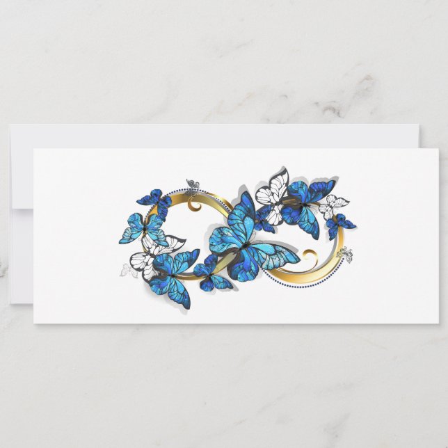 Reserva La Fecha Símbolo infinito de mariposas Morpho azules (Anverso)