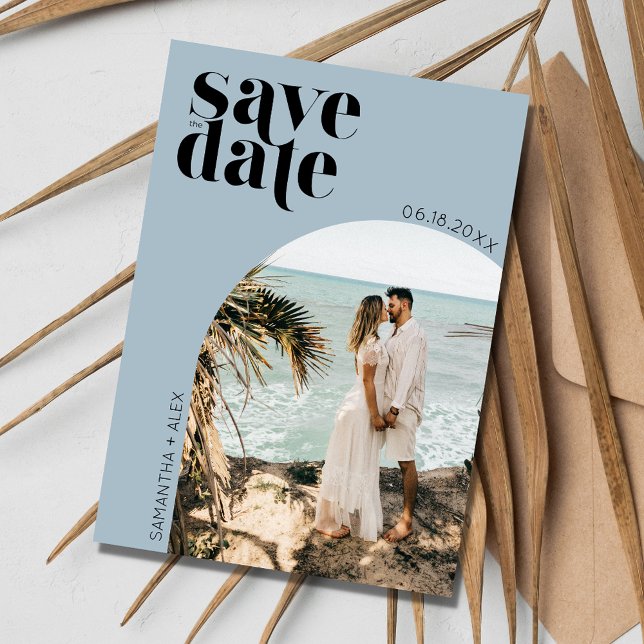 Reserva La Fecha Simple arca foto playa boda Salven la fecha (Simple Arch Photo Beach Wedding Save the Date)