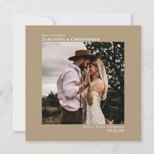 Reserva La Fecha Simple Artsy Minimal Photo Mocha Tan Boda