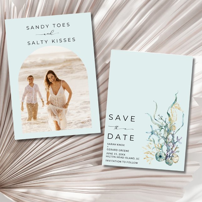 Reserva La Fecha Simple Beach Wedding Photo Save the Date (Simple Beach Wedding Photo Save the Date)