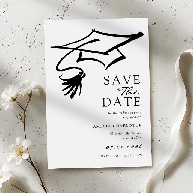 Reserva La Fecha Simple Black and White Graduation Party (Subido por el creador)