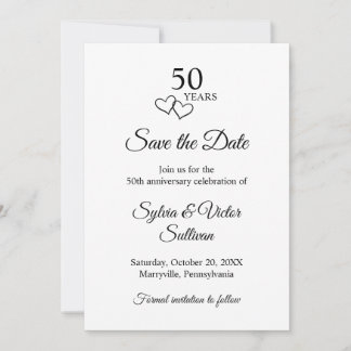 Reserva La Fecha Simple Black & White 50th Wedding Anniversary