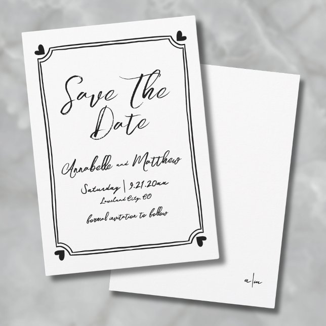 Reserva La Fecha Simple Boda De Mano Dibujada Guardar La Fecha (Simple Hand Drawn Wedding Save The Date)