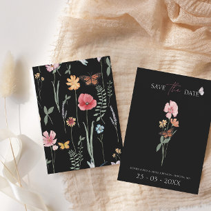 Reserva La Fecha Simple Boda floral de flores silvestres de color n