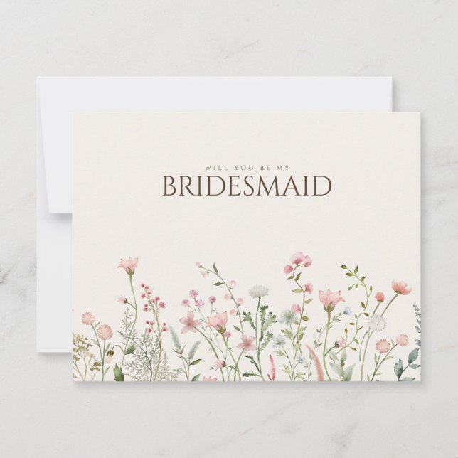 Reserva La Fecha Simple Boho Wildflower Bridesmaid Propuesta (Anverso)
