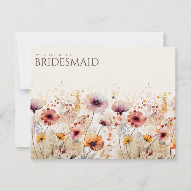 Reserva La Fecha Simple Boho Wildflower Bridesmaid Propuesta (Anverso)