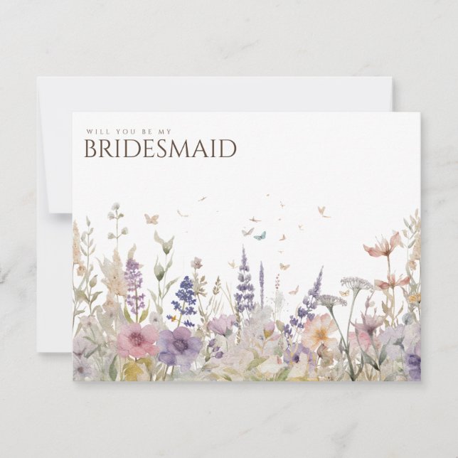 Reserva La Fecha Simple Boho Wildflower Bridesmaid Propuesta (Anverso)